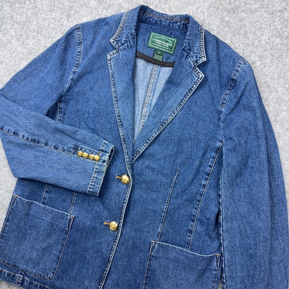 Ralph Lauren Jackets & Blazers - VTG Ralph Lauren Blazer Womens Large Blue Denim Gold Buttons Lauren Jeans Jacket